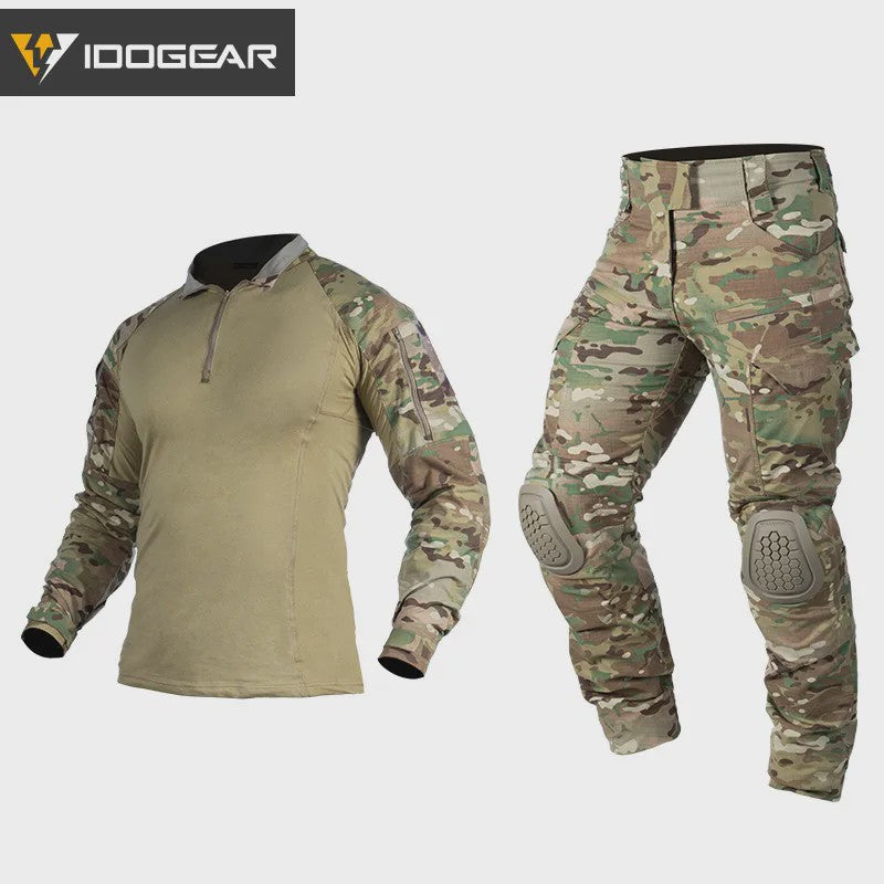 IDOGEAR G4 Tactisch Uniform Shirt & Broek met Kniebeschermers - Heren BDU Trainingskleding
