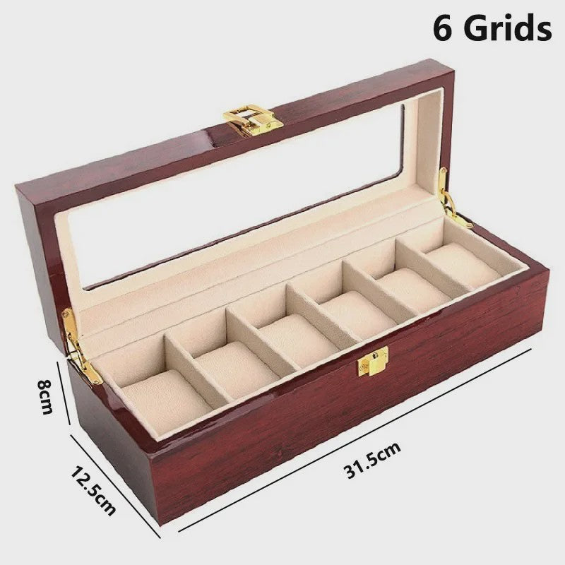 Luxe Houten Horlogedoos met Glas - Diverse Slots & Stijlvolle Opbergoplossing