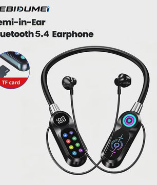 KEBIDUMEI Bluetooth 5.4 Nekband Oordopjes met Kleurenscherm, ENC Noise Reduction & TF Kaart