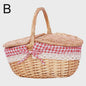 Handgemaakte Riet Picknickmand met Deksel en Handvat - Willow Woven Opbergmand