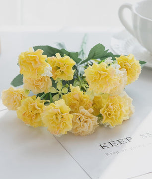 Kunstbloemen - 5 Takken Kleine Anjers (15 Bloemhoofden) - Decoratie voor Bruiloft, Kerst, Vaas