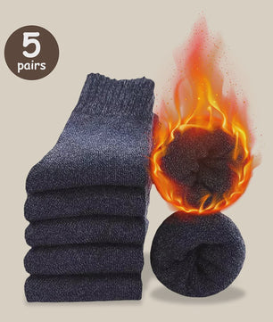 Warme Heren Sokken - Dikke Mid-Calf Sokken voor Koude Dagen en Sneeuwlaarzen - Elastisch & Comfortabel