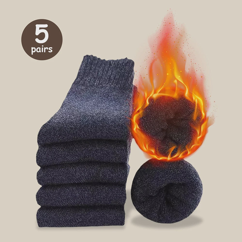Warme Heren Sokken - Dikke Mid-Calf Sokken voor Koude Dagen en Sneeuwlaarzen - Elastisch & Comfortabel