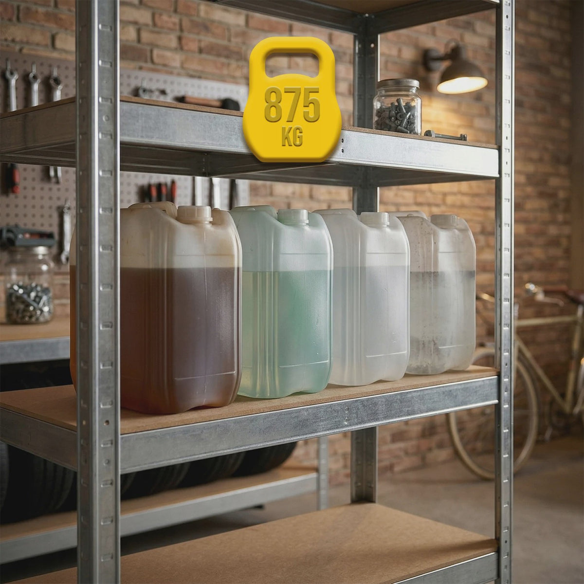Robuust Metalen Garagerek met 5 Verstelbare Legborden - 180x90x40 cm - 875 kg Draagkracht - Zilver