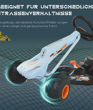Traptractor Go-Kart Lichtblauw met Handrem en Verstelbare Zitting - Vanaf 3 Jaar