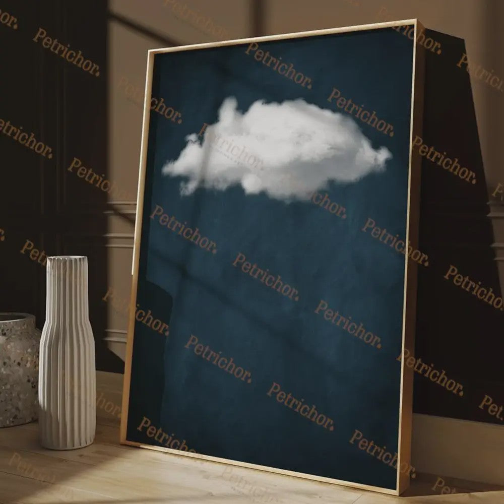 Abstracte Wanddecoratie: Smaragdgroene Wolken & Nachthemel Canvas Poster