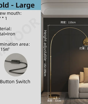 Nordic Luxe Boog Plafondlamp - Verstelbare LED Vloerlamp voor Woonkamer & Bedside