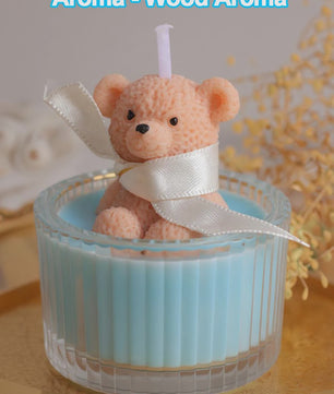 Luxe Geurkaars Teddybeer in Glazen Pot met Lint - Pastel Cadeau voor Vrouwen, Bruiloft & Feestdagen