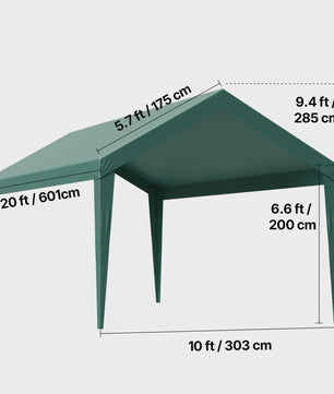 12x20 FT Carport Vervangingsdak - Waterdicht & UV-bestendig Garage Tentzeil met Zijwanden