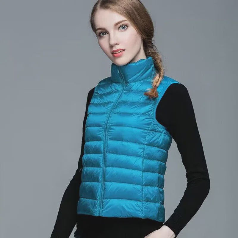 Stijlvolle Dames Bodywarmer - Lichtgewicht & Warm met Witte Eendendons Vulling