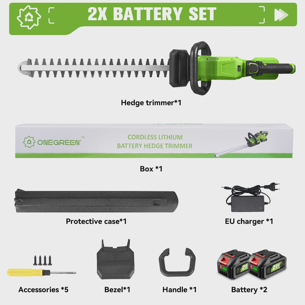 ONEGREEN 2000W Accu Heggenschaar - 510mm Snoeimes, 180° Verstelbaar, Makita 18V Compatibel