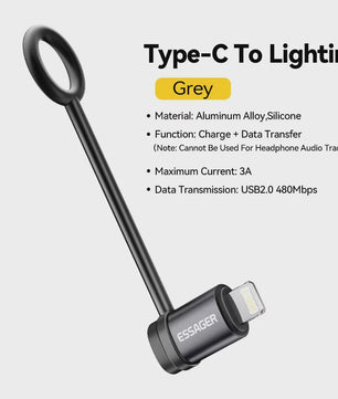 Essager Lighting naar USB-C OTG Adapter - 3A Snelladen & Data voor iPhone/Type-C