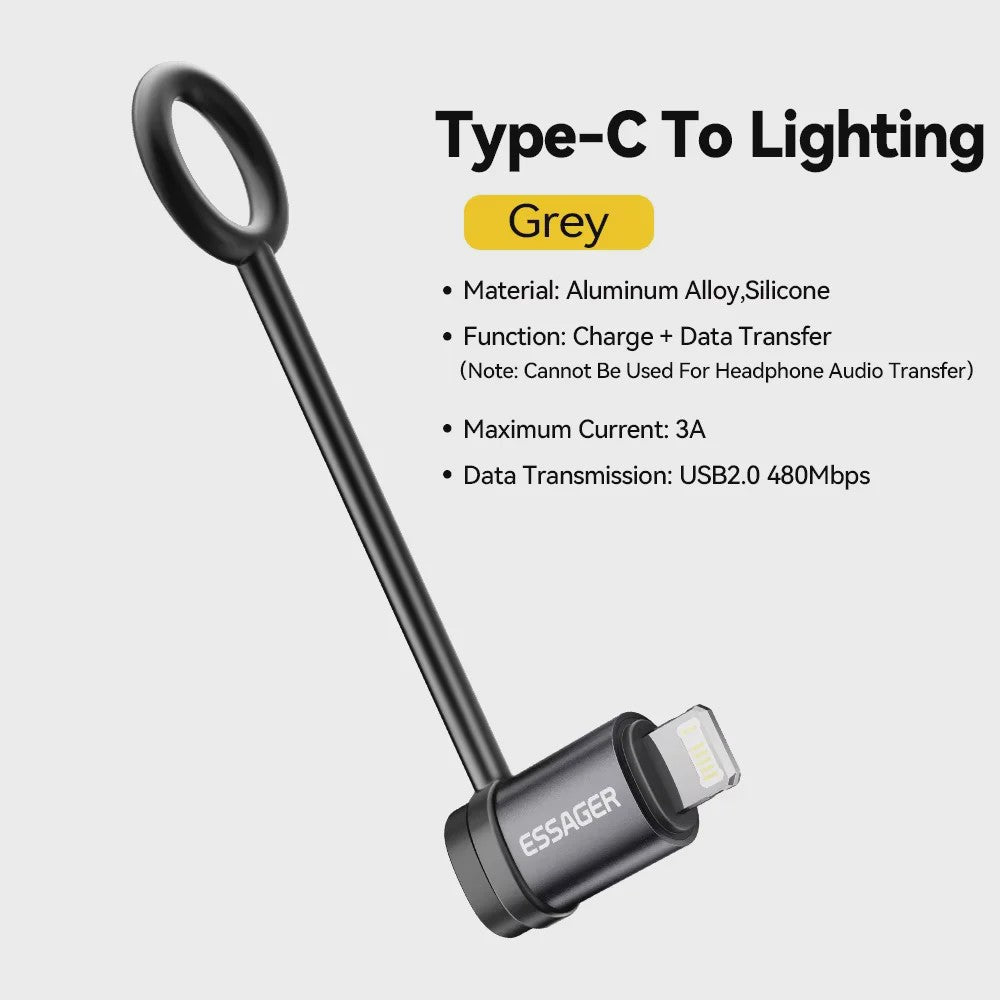 Essager Lighting naar USB-C OTG Adapter - 3A Snelladen & Data voor iPhone/Type-C