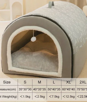 Warm Hondenhuis met Afneembaar Bed - Zacht & Antislip Slaapnest voor Hond of Kat
