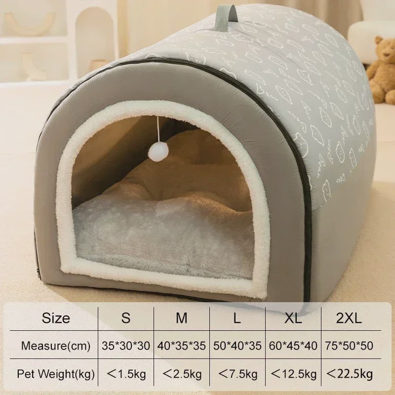 Warm Hondenhuis met Afneembaar Bed - Zacht & Antislip Slaapnest voor Hond of Kat