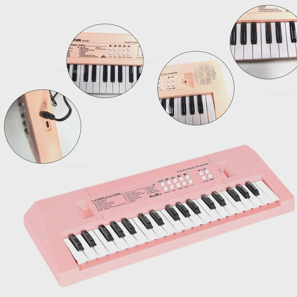 37 Toetsen Kinder Keyboard met Microfoon - Oplaadbaar Muziek Speelgoed
