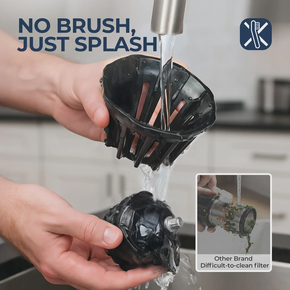 ROUNY Slowjuicer - Filter-vrij, 130mm Brede Vulopening, Makkelijk Reinigen, voor Sapjes & IJs