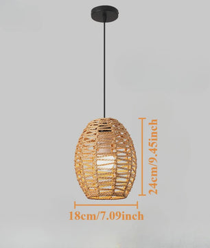 Handgeweven Rotan Hanglamp - Boho Stijl Papier Touw Plafondlamp voor Woonkamer & Slaapkamer