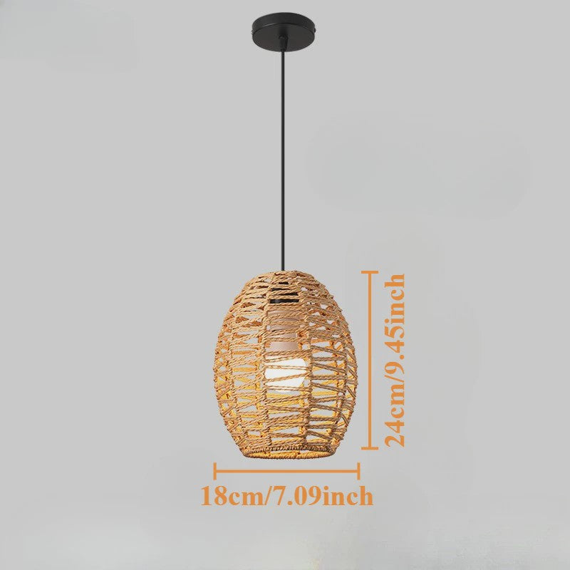 Handgeweven Rotan Hanglamp - Boho Stijl Papier Touw Plafondlamp voor Woonkamer & Slaapkamer