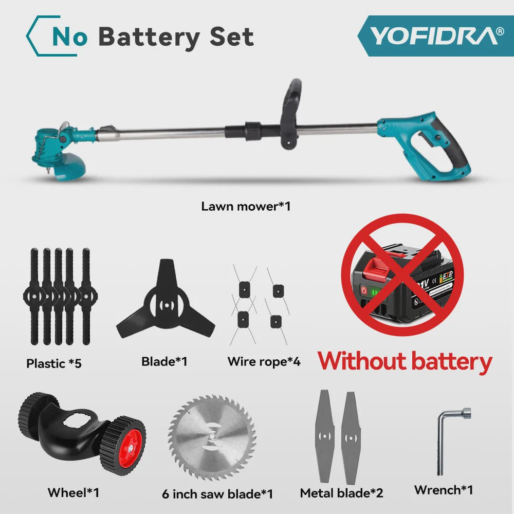 YOFIDRA Accu Grasmaaier & Trimmer - 100-135cm Verstelbaar - Makita 21V Batterij Compatibel