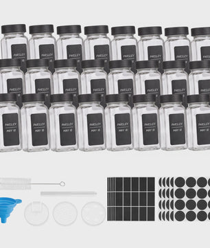 24 Delige Set Glazen Kruidenpotjes 120ml met Shaker Insert - Keuken Organisatie
