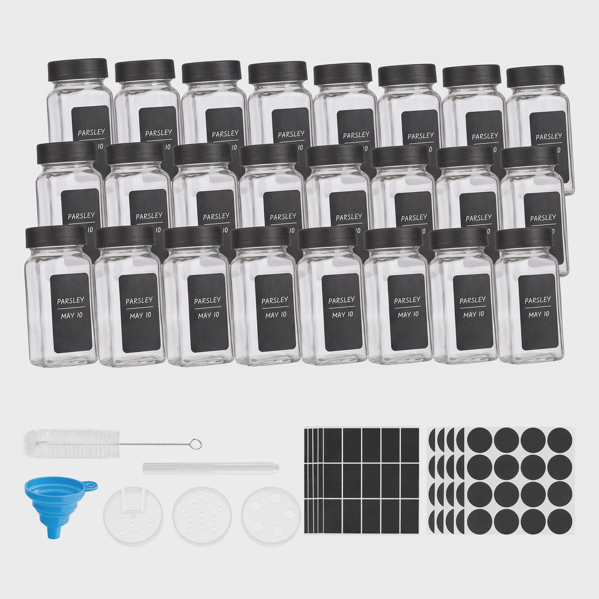 24 Delige Set Glazen Kruidenpotjes 120ml met Shaker Insert - Keuken Organisatie
