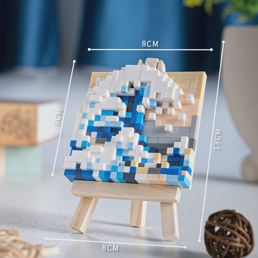 Pixel Art Bouwstenen: Iconische Schilderijen met Houten Ezel - Educatief Speelgoed & Decoratie