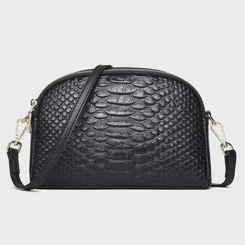 Luxe Dames Schoudertas Crossbody Tas met Crocoprint van Echt Leer