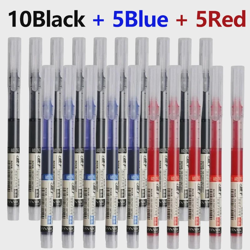 Set van 1-20x Gel Pen Zwart/Blauw/Rood - 0.5mm Naaldpunt voor Studenten & Kantoor