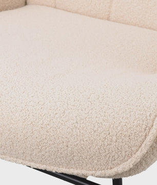 Luxe Teddy Fleece Schommelstoel Beige - Comfortabele Relaxfauteuil met Houten Basis