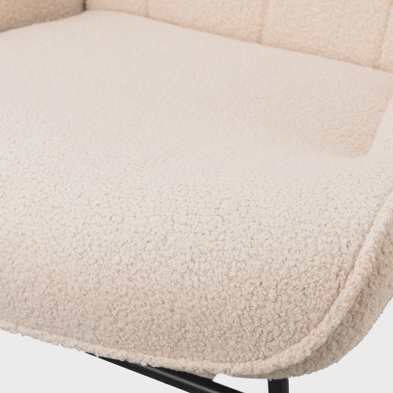Luxe Teddy Fleece Schommelstoel Beige - Comfortabele Relaxfauteuil met Houten Basis