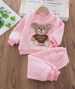 Schattige Baby Kleding Set 3-delig met Beer - Warm & Comfortabel voor Herfst/Winter (0-4 Jaar)