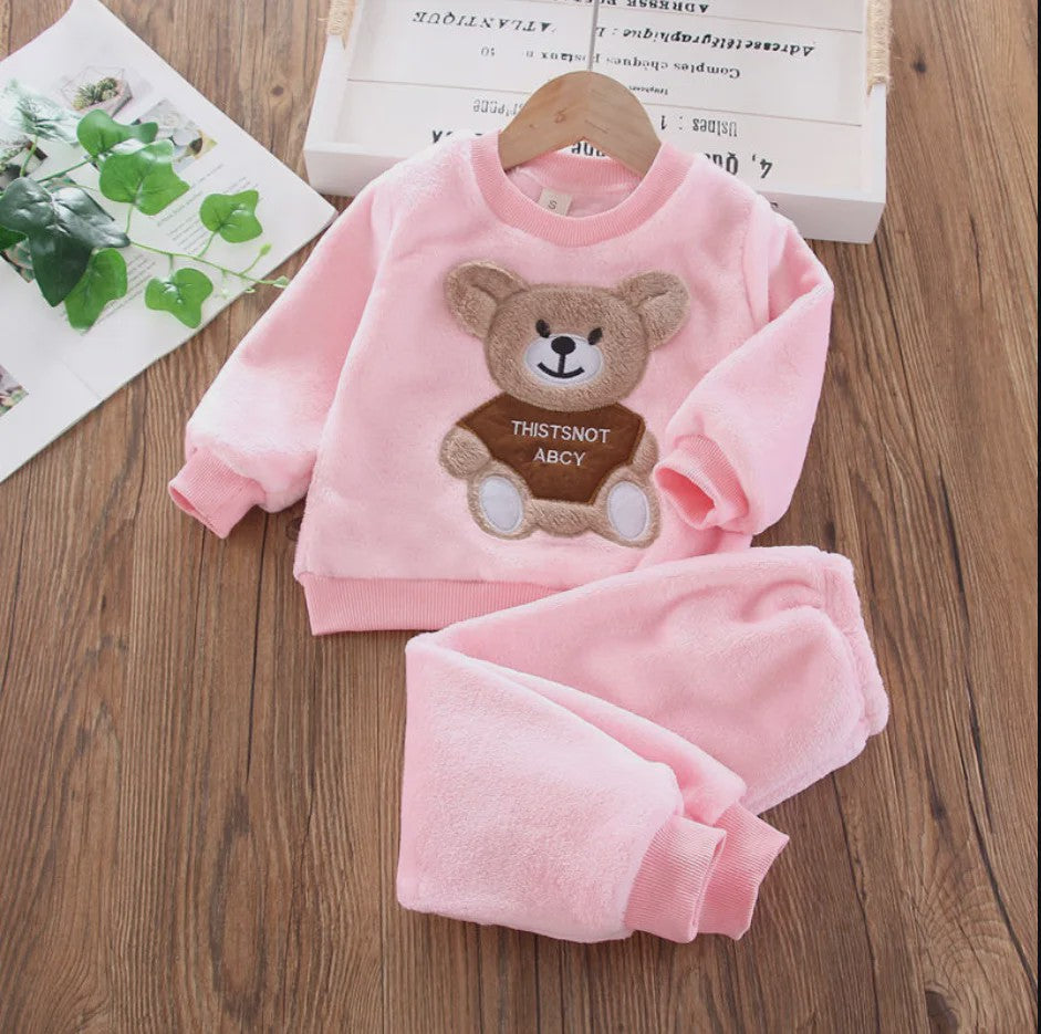 Schattige Baby Kleding Set 3-delig met Beer - Warm & Comfortabel voor Herfst/Winter (0-4 Jaar)
