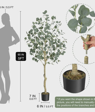 Kunstplant Eucalyptus Boom - 120/150/180 cm Hoog - Realistische Decoratie voor Binnen & Buiten