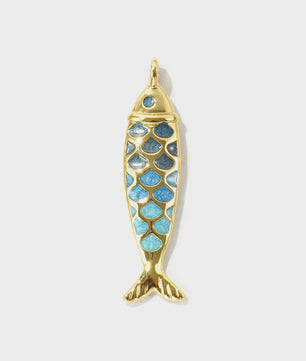 Gouden Vis Bedel met Emaille - 18K Verguld Messing Hanger voor DIY Sieraden