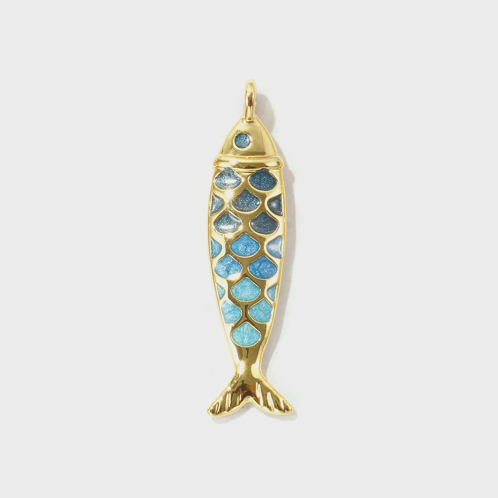 Gouden Vis Bedel met Emaille - 18K Verguld Messing Hanger voor DIY Sieraden