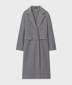 Dames Jas Burgundy - Dubbelzijdig Sluitend, Lange Mouwen, Klassieke Kraag - Herfst Winter Collectie