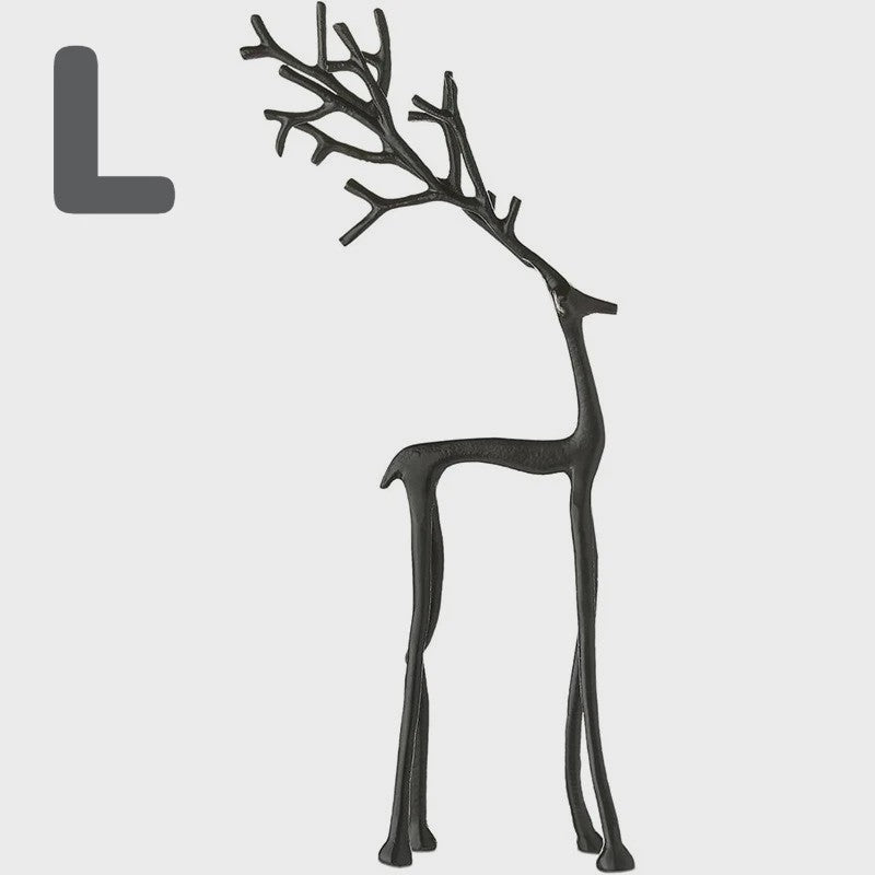 Klassiek Zwart Herten Beeldje - Elegante Kerstboomtopper & Jaarrond Decoratie