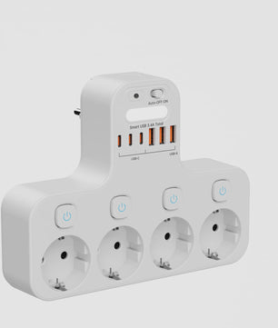 Multifunctionele Stekkerdoos met Telefoonhouder, 4 Stopcontacten en 6 USB-poorten
