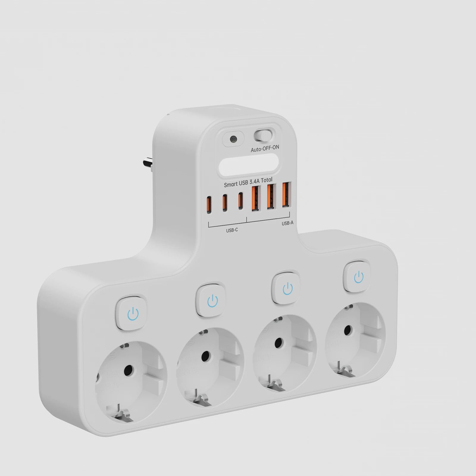 Multifunctionele Stekkerdoos met Telefoonhouder, 4 Stopcontacten en 6 USB-poorten