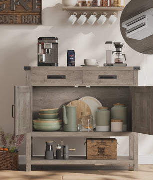 Moderne Landelijke Console Tafel met Koffiebar - 2 Lades, 2 Deuren & Open Plank