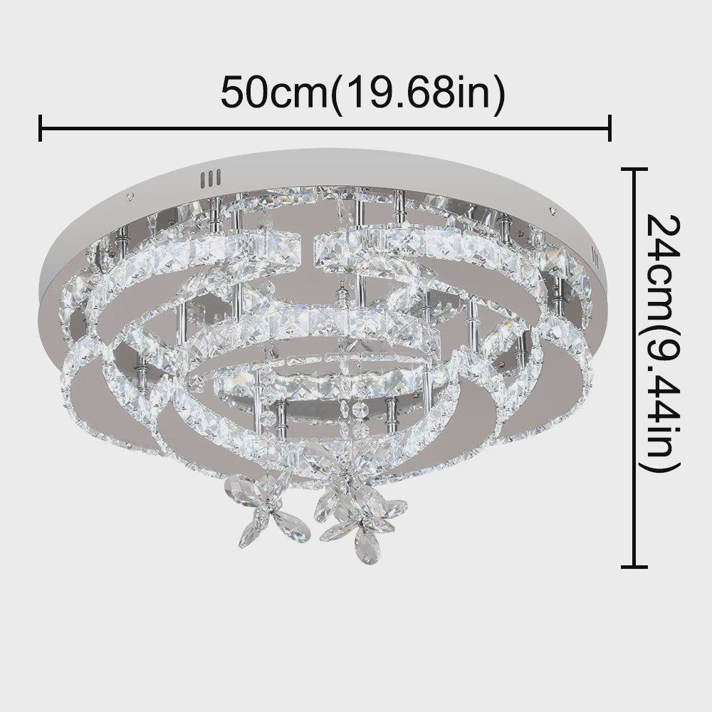 Luxe Kristallen Plafondlamp - Modern LED Verlichting met Dimbare Helderheid en Kleurtemperatuur voor Woonkamer en Eetkamer