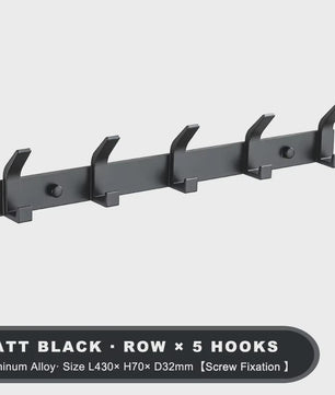 Moderne Zwarte Aluminium Wandhaken - Ophangrek voor Handdoeken, Jassen en Meer
