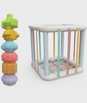 Montessori Vormenstoof Kubus - Educatief Speelgoed voor Baby's met Kleurrijke Vormen