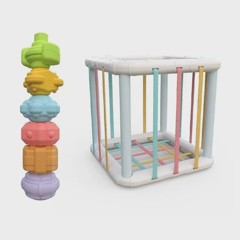 Montessori Vormenstoof Kubus - Educatief Speelgoed voor Baby's met Kleurrijke Vormen