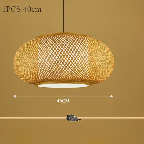 Bamboe Hanglamp Natuurlijk Rotan - Handgeweven, E27 Fitting, 40/50/60cm - Sfeervolle Verlichting voor Woonkamer, Café & Restaurant