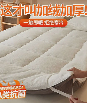 Dikke Lamsvel Matras 90x200cm - Zacht & Warm Eenpersoons Dekmatras met 3D Stiksels