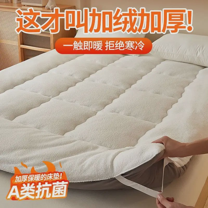 Dikke Lamsvel Matras 90x200cm - Zacht & Warm Eenpersoons Dekmatras met 3D Stiksels