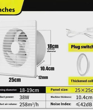 Ventilator Afzuigventilator 4, 6, 8 Inch - Badkamer, Keuken, Toilet - Wit