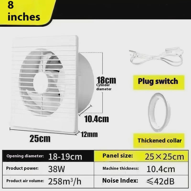 Ventilator Afzuigventilator 4, 6, 8 Inch - Badkamer, Keuken, Toilet - Wit